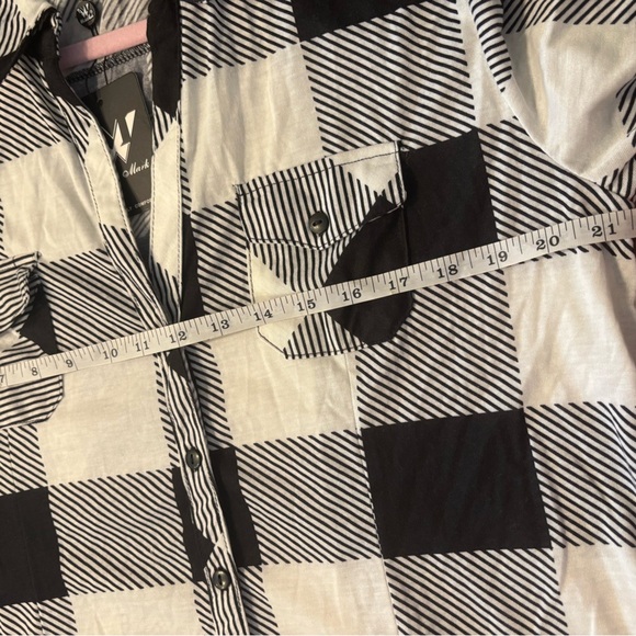 White Mark XL LS Polyester Pockets Large Checked Design Black & White - Picture 9 of 12